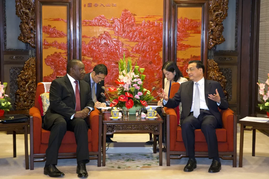 South African President meeting Chinese delegate
